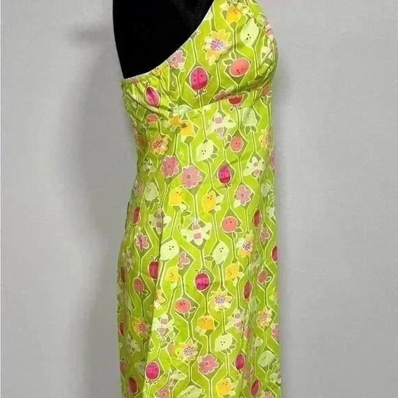 Lilly Pulitzer Green Floral Ladybug Bird Halter Dress Size 6 - Picture 3 of 6